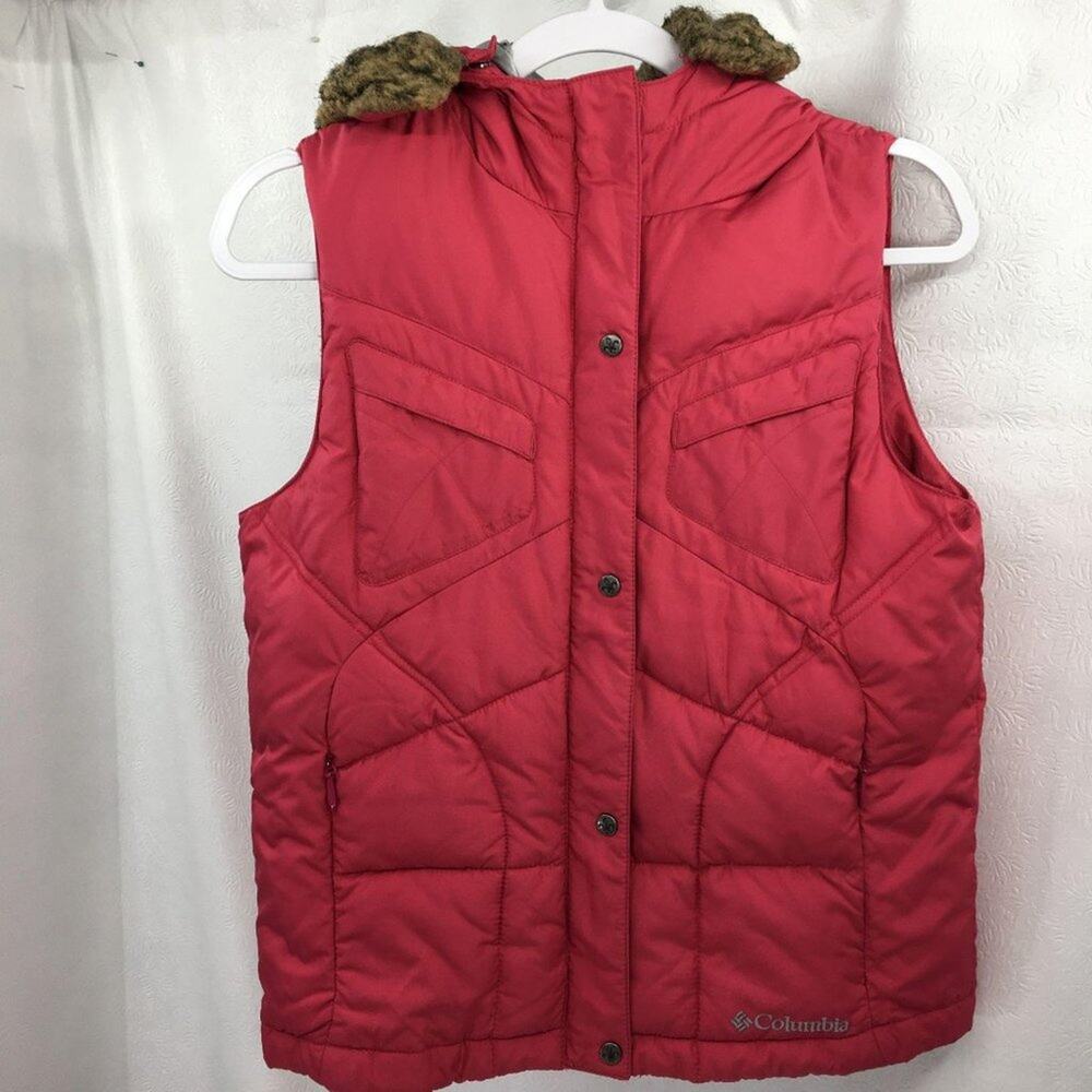 Columbia Pink Hooded Puffer Vest Girl's Youth Size 14/16